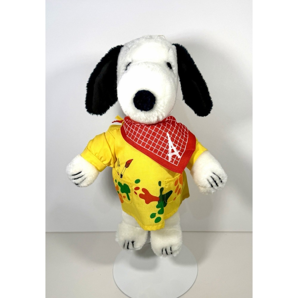 Vintage 1980s Snoopy Artist Painter Outfit 11" Plush Clothes Smock Scarf